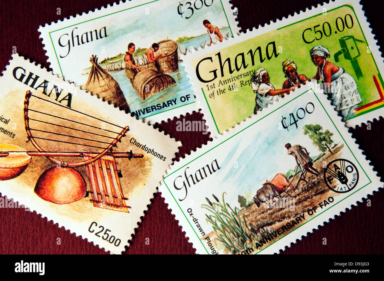 Ghanian francobolli in studio di impostazione Foto Stock