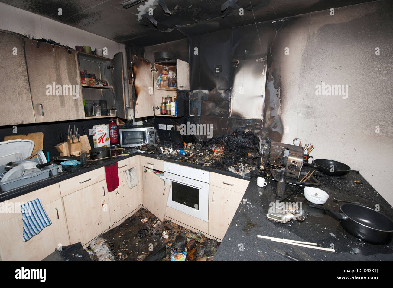 Appartamento studentesco Fire sale del residence Cooker Pan Foto Stock