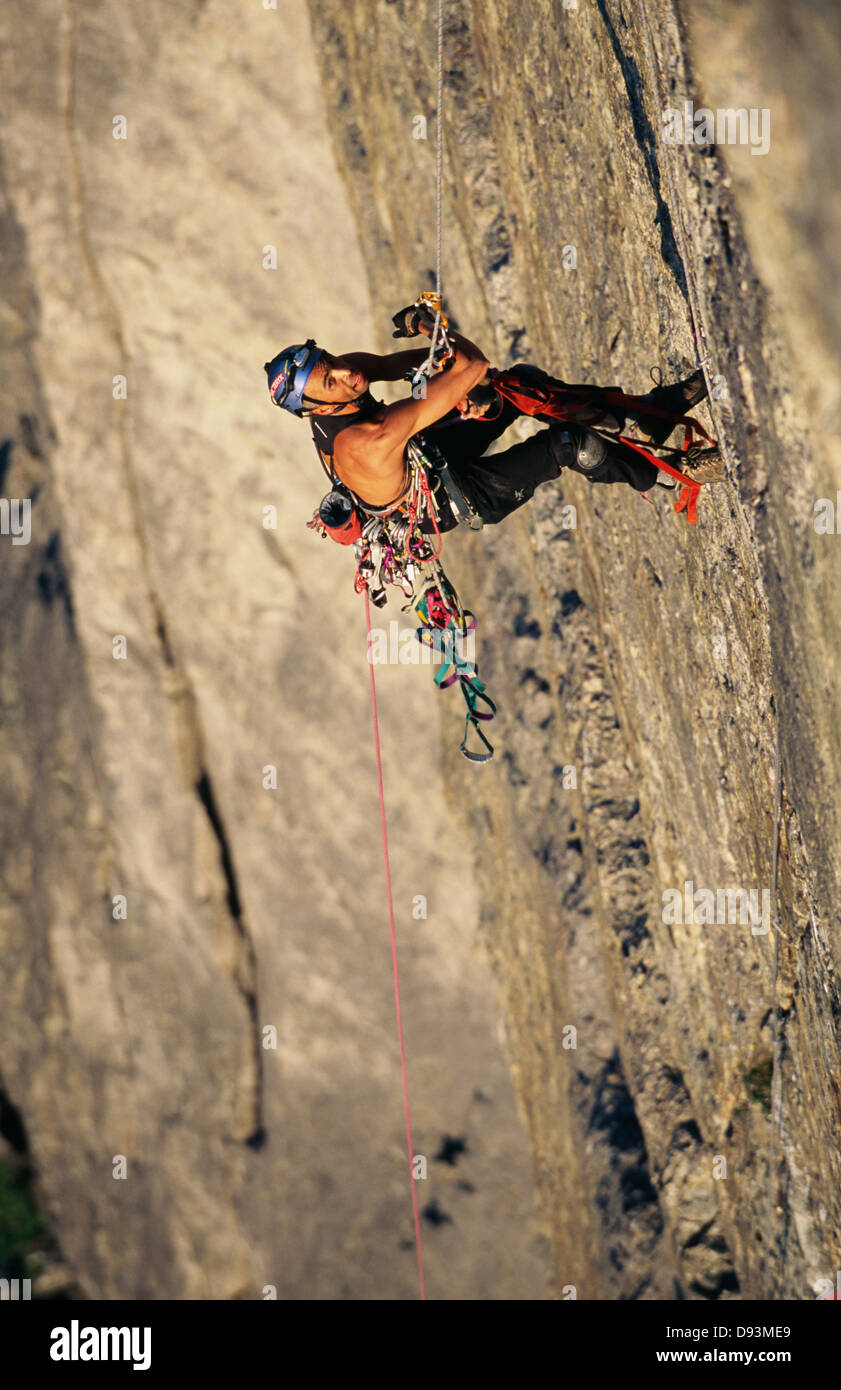 Alpinista mountain climbing, ritratto Foto Stock
