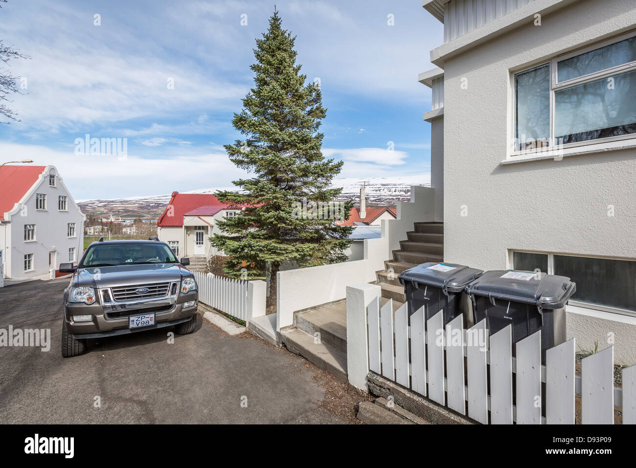 I quartieri in Akureyri, il nord dell'Islanda. Foto Stock