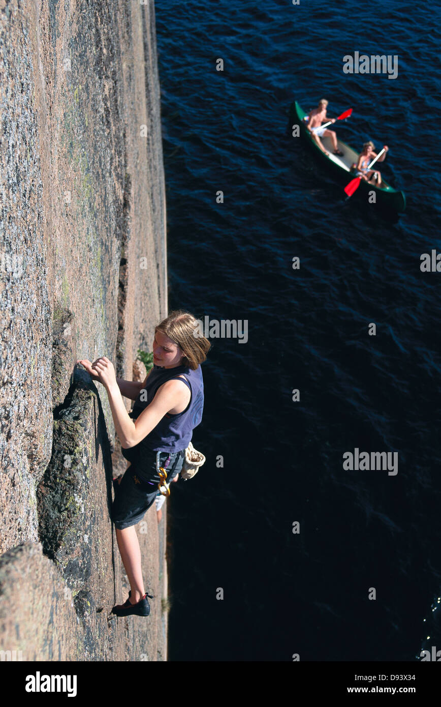 Uno scalatore di roccia. Foto Stock