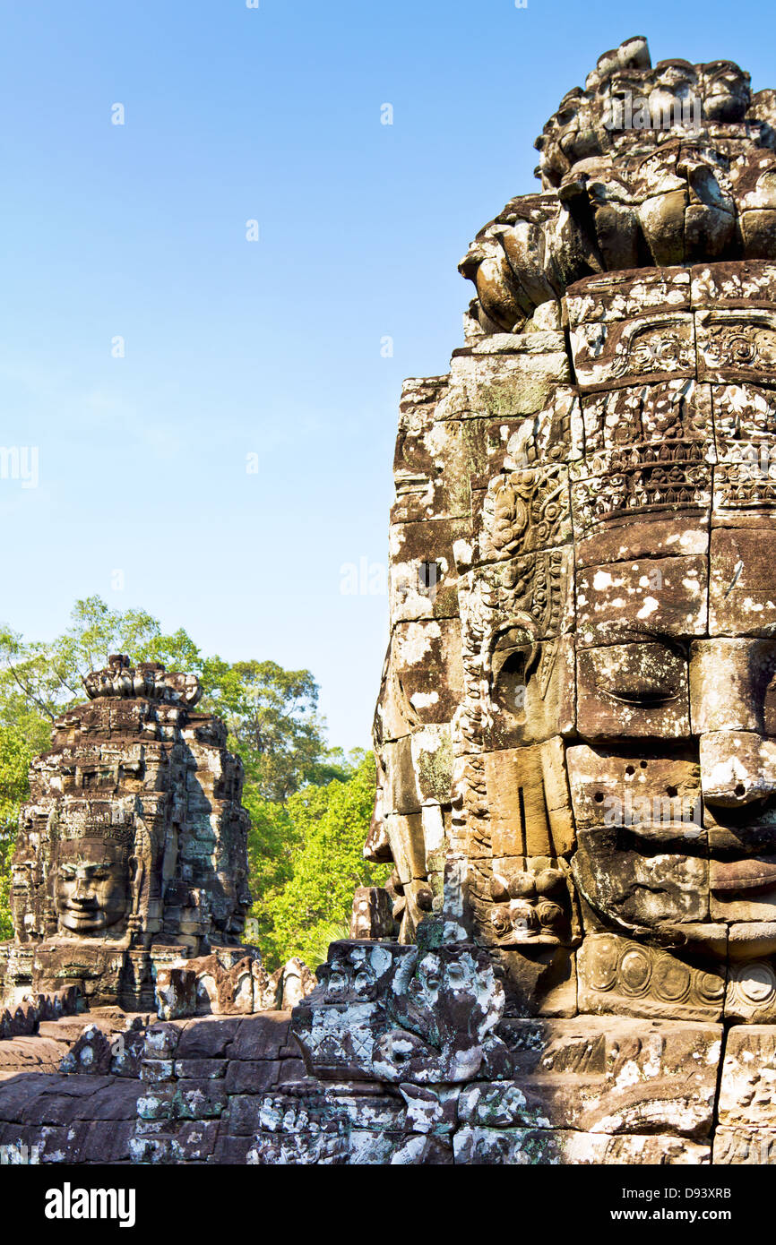 Dettaglio di Bayon in Angkor Thom,Sim, Reap Cambogia Foto Stock