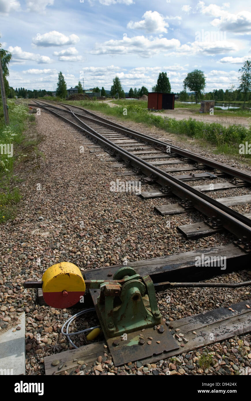 Interruttore sulla ferrovia via Foto Stock