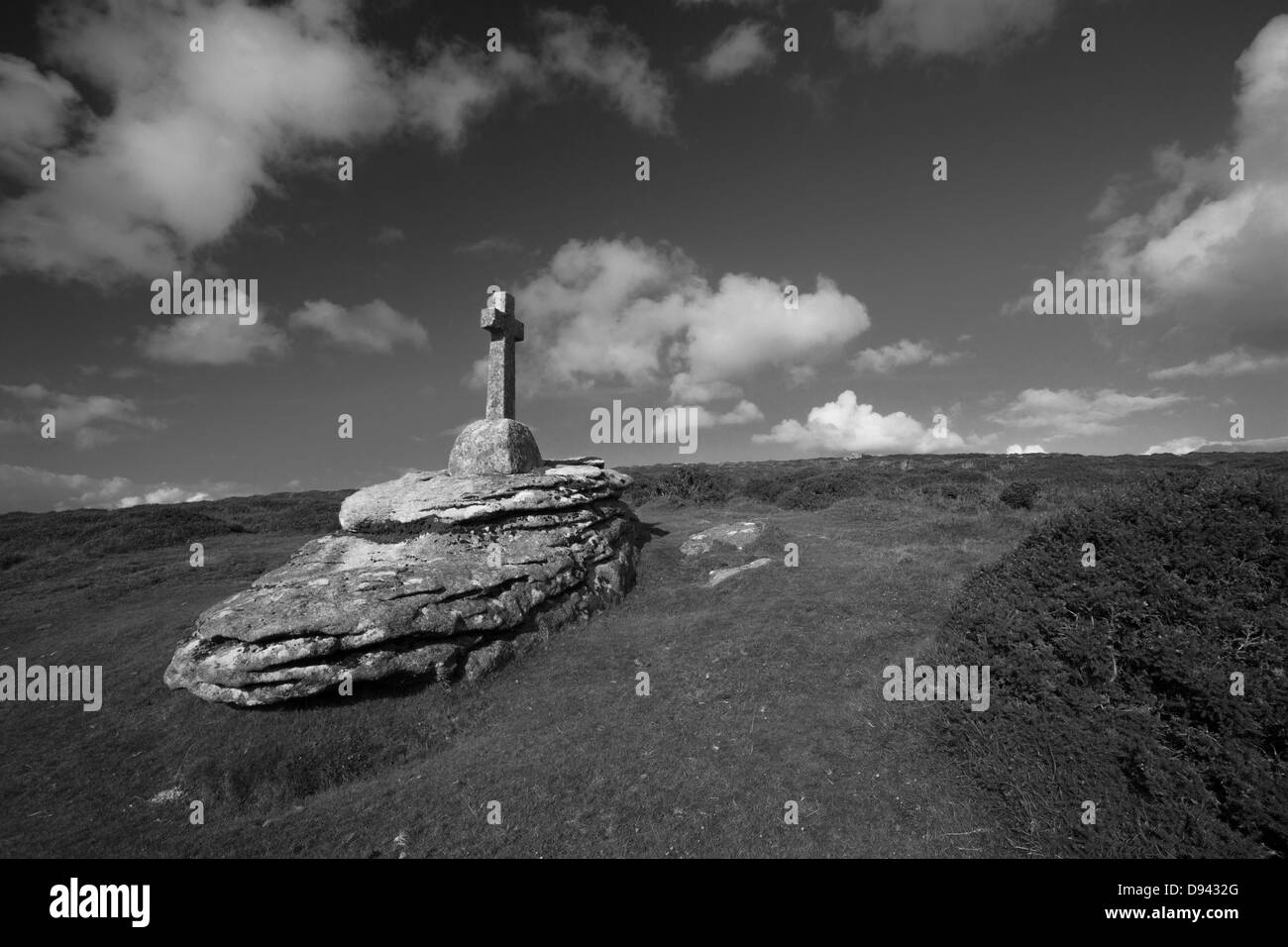 Grotta Penny memorial cross, parco nazionale di Dartmoor, Devon Regno Unito Foto Stock