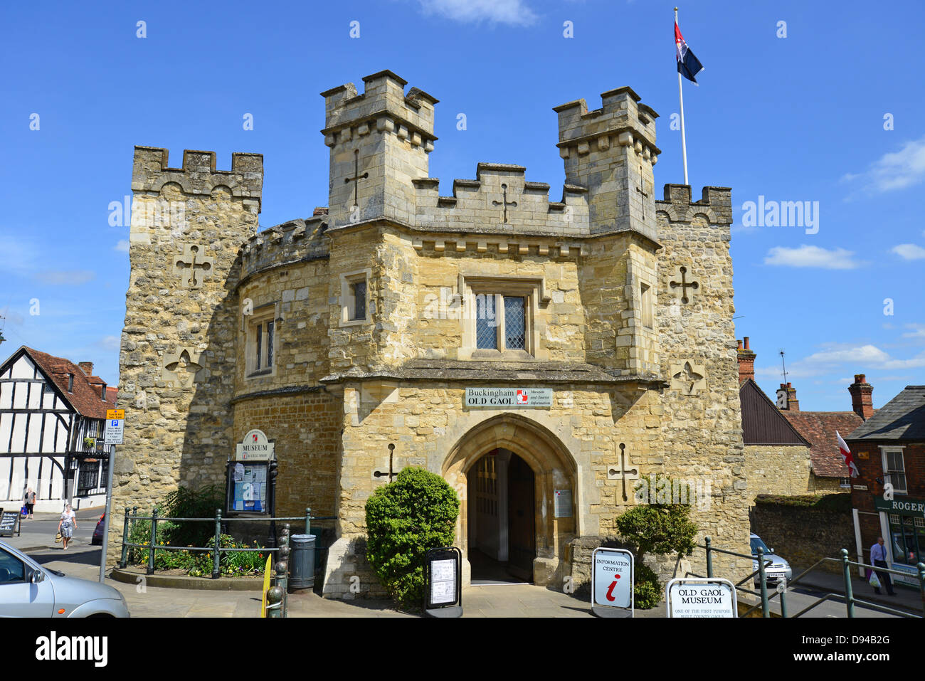 Vecchio County Gaol Museum, la Collina di Mercato, Buckingham, Buckinghamshire, Inghilterra, Regno Unito Foto Stock