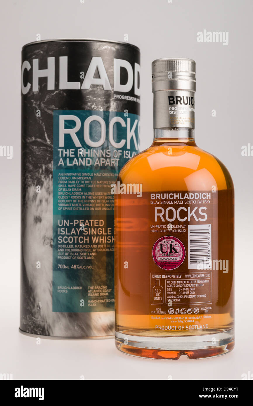 Bruichladdich Rocks, 46% craft unpeated Islay single malt whisky. Foto Stock