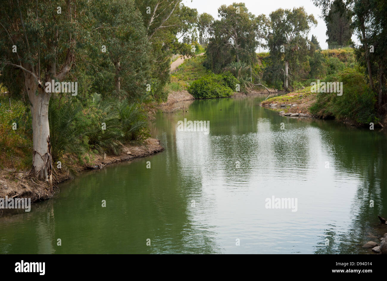 Fiume Giordano appena a sud del Mare di Galilea Israele Foto Stock