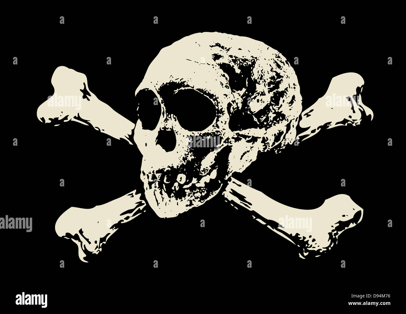 Il male il cranio con le ossa. Segnale di avvertimento Foto Stock