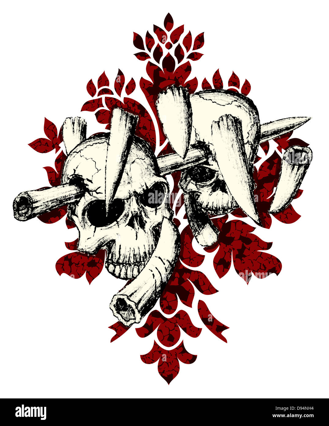 Il male il cranio con le ossa. Segnale di avvertimento Foto Stock