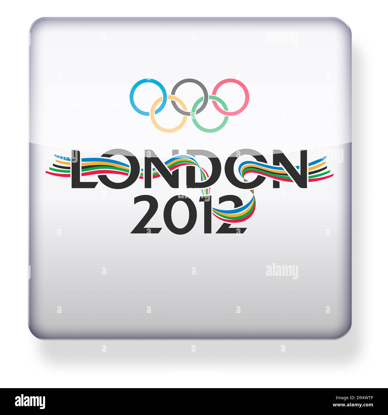 Olimpiadi di Londra 2012 logo come l'icona di un'app. Percorso di clipping incluso. Foto Stock