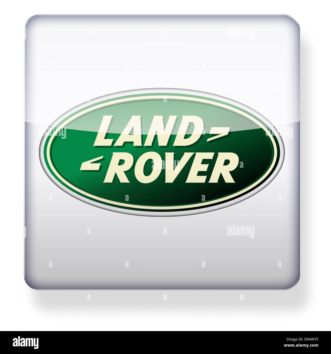 Land Rover logo come l'icona di un'app. Percorso di clipping incluso. Foto Stock