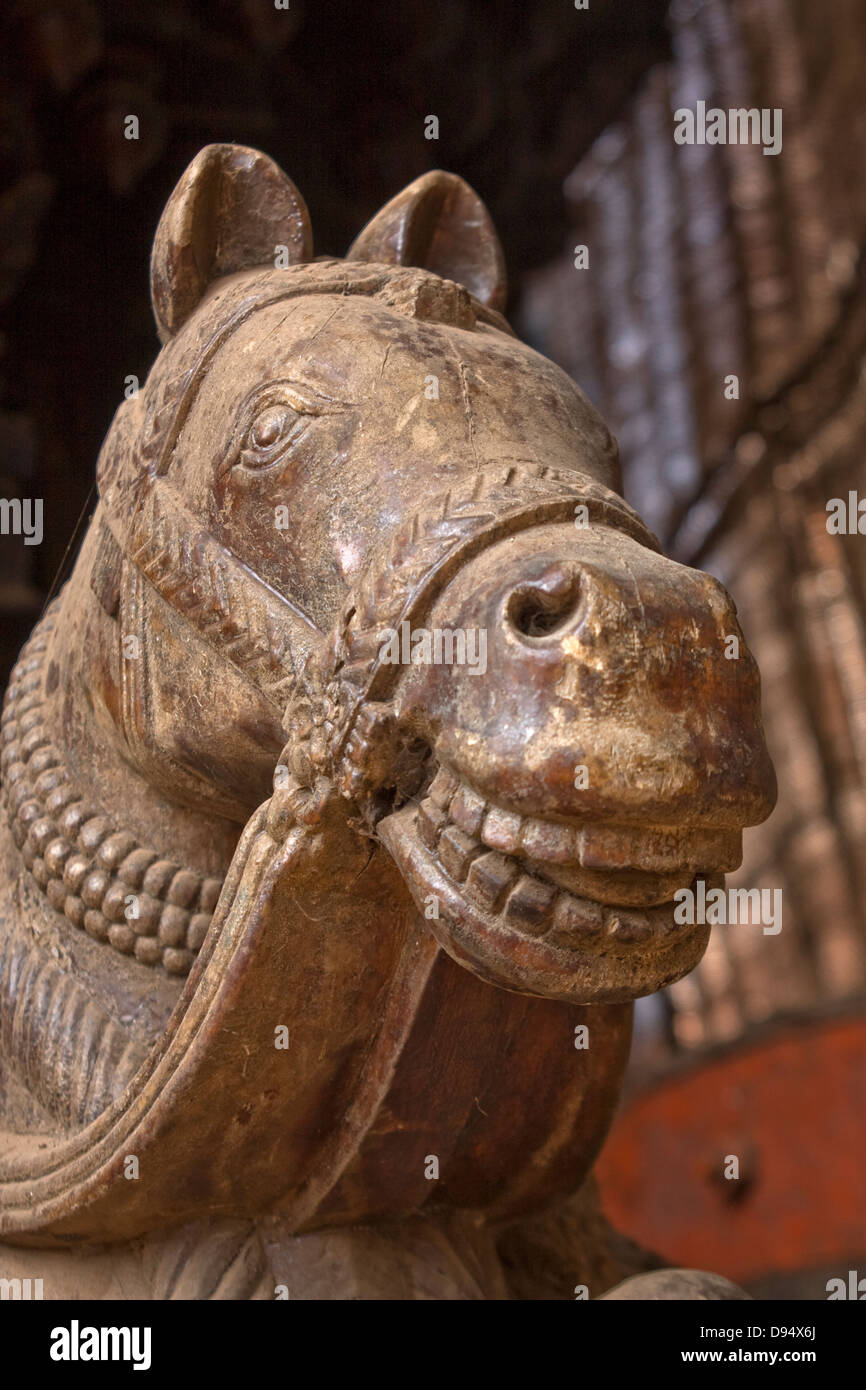 Asia, India, Karnataka, Udipi, cavallo di legno Foto Stock