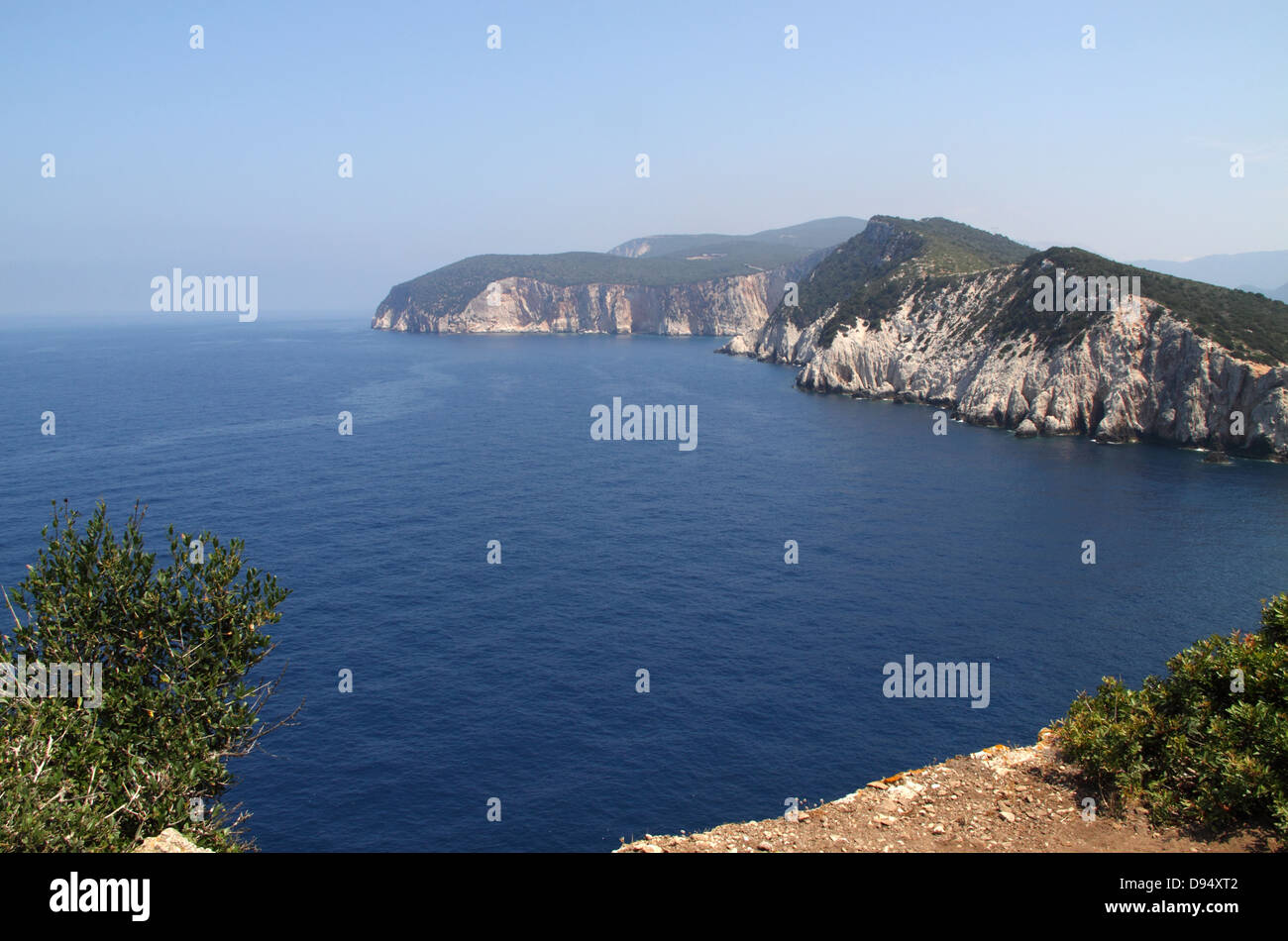 Vista dal faro, Capo Ducato, Lefkada, Isole Ionie, Grecia Foto Stock