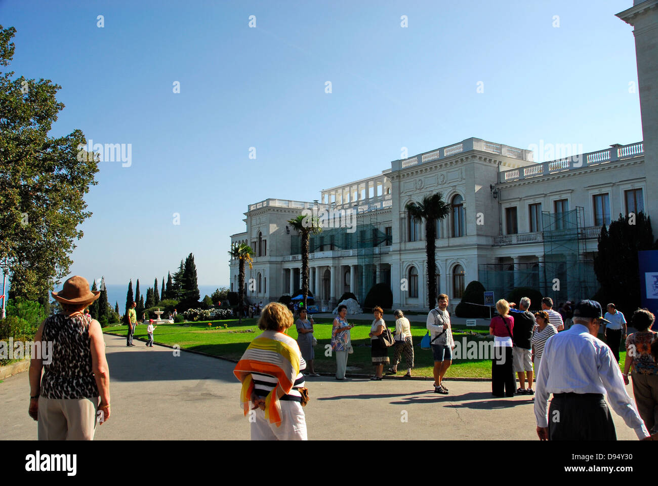 Il Palazzo di Livadia, rifugio estivo dell'ultimo Russi Tsar Nicholas II e la sua famiglia nei pressi di Yalt, Crimea, Mar Nero Foto Stock