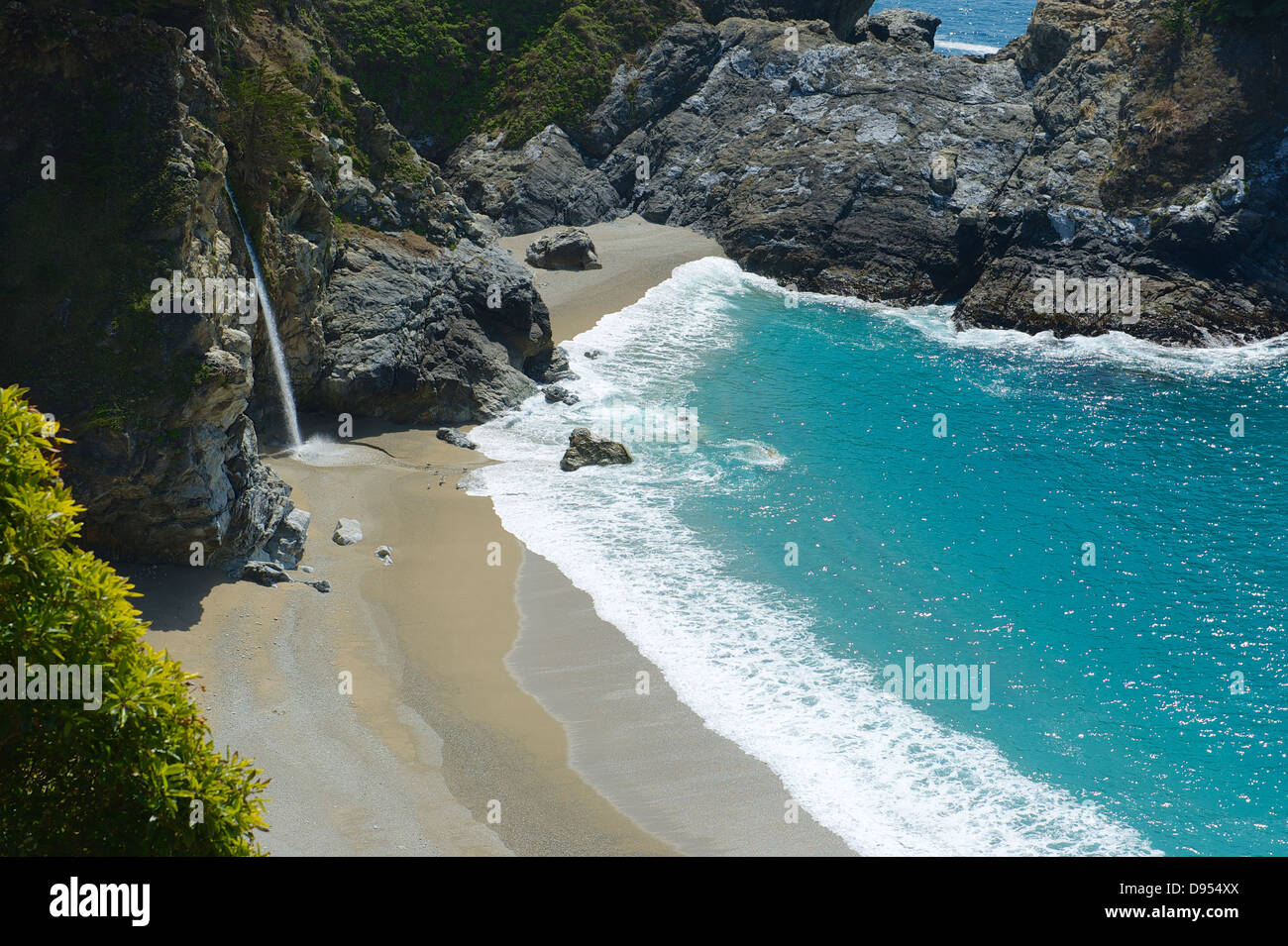 Affacciato sulla spiaggia di Julia Pfeiffer Burns State Park, Big Sur, California Foto Stock