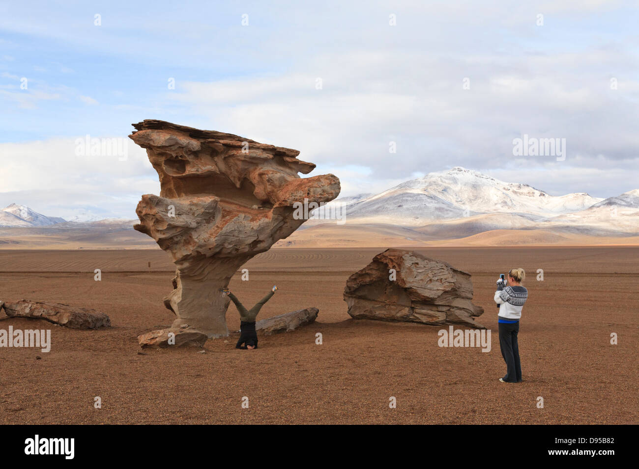 Arbol de Piedra, distesa di sale Tours, Altiplano, Southwest Bolivia Foto Stock