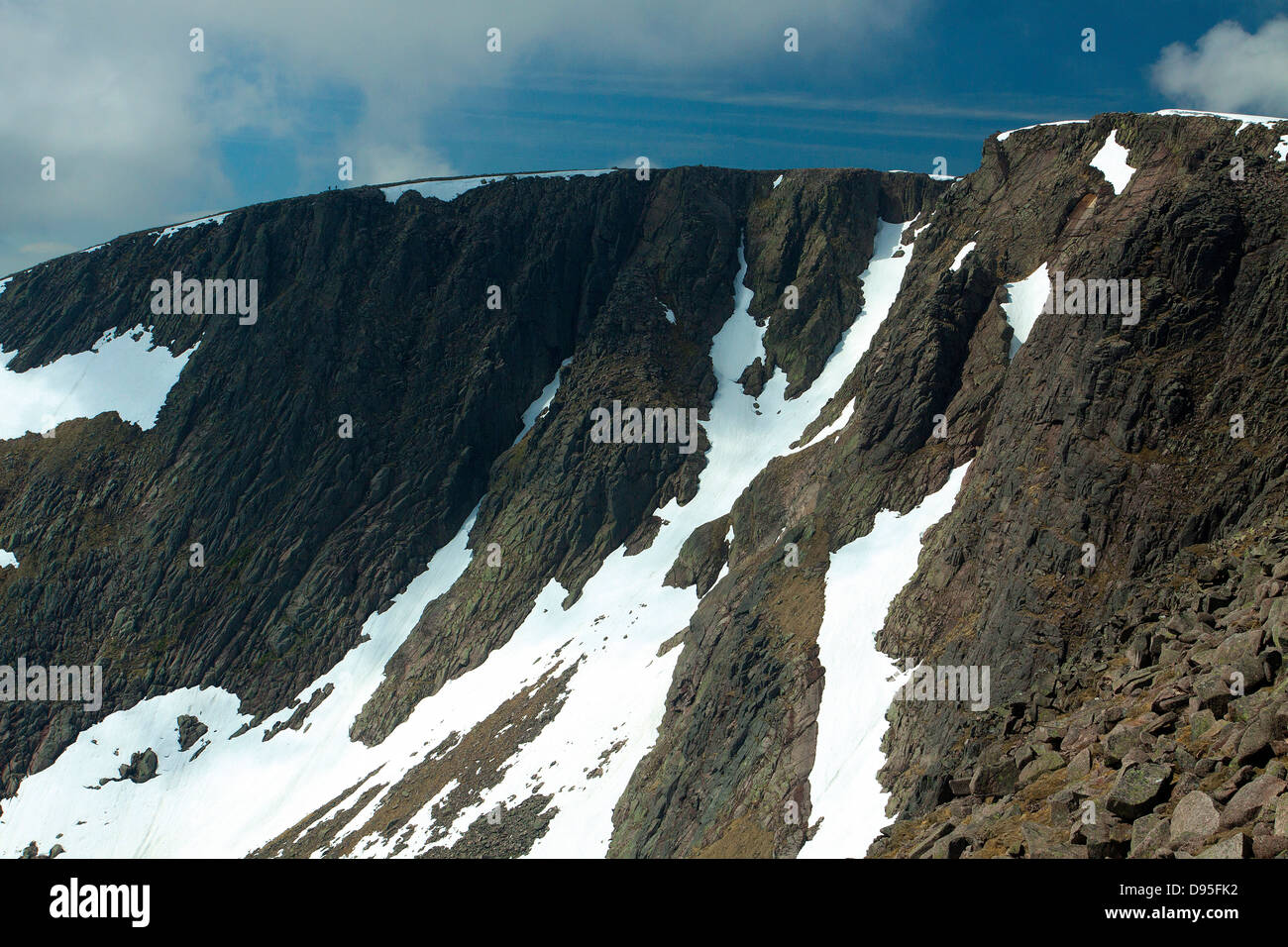 Il vertice scogliere di Braeriach, la terza montagna più alta in Gran Bretagna, Cairngorm National Park Foto Stock