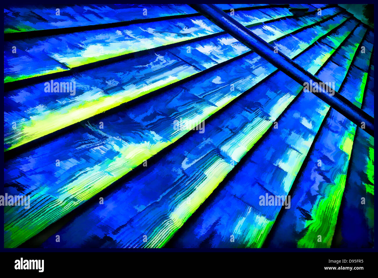 Artistico deliberata interpretazione astratta di elementi architettonici originali Fotografia che mostra la parete laterale del vecchio fienile Foto Stock