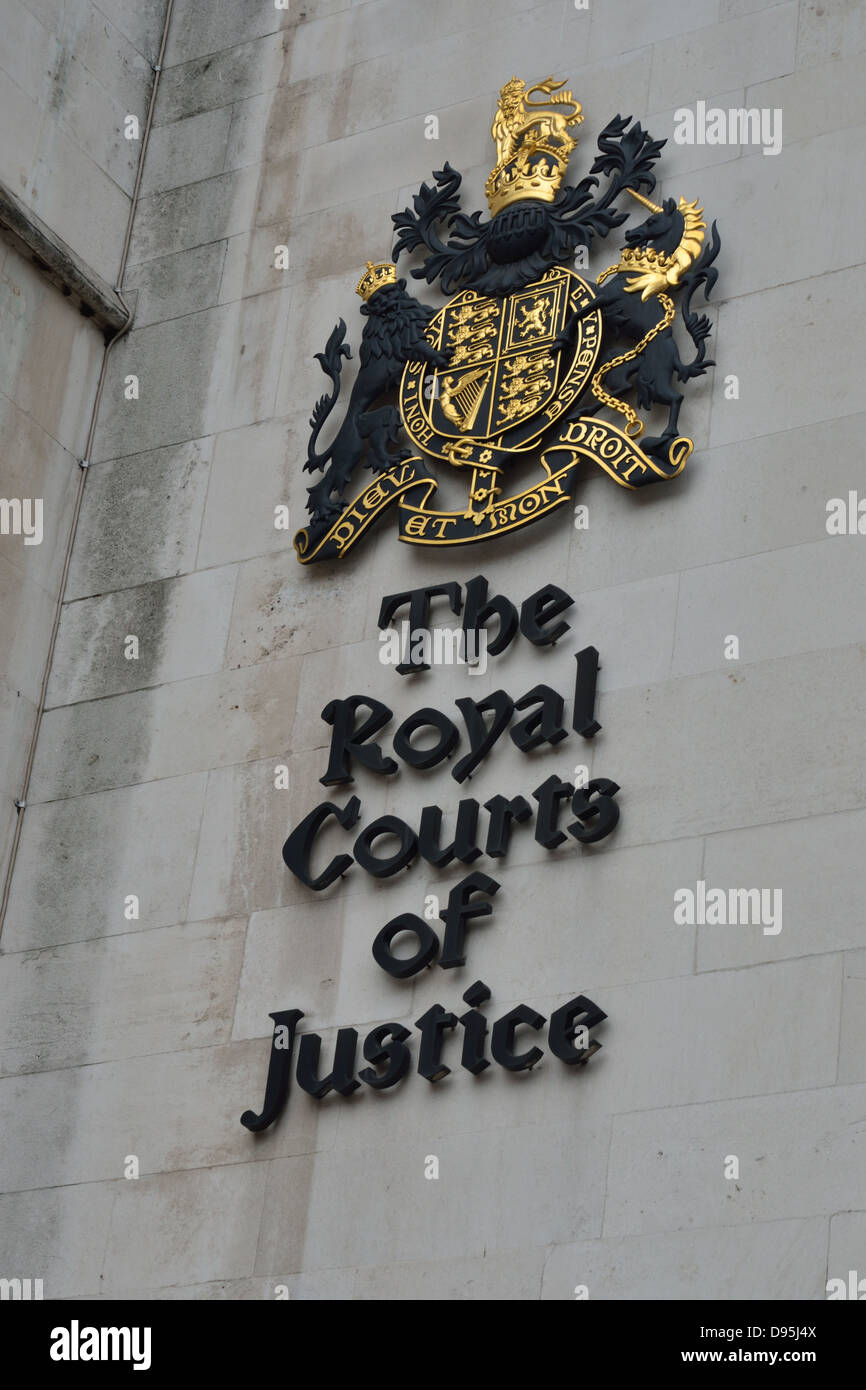 Royal Courts of Justice segno Foto Stock