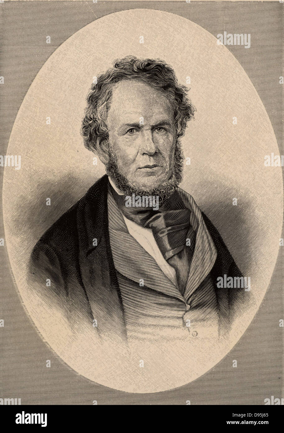 Henry Rowe Schoolcraft (1793-1864), American etnologo, geografo e geologo, nato ad Albany, New York. Nel 1832 egli ha scoperto la sorgente del fiume Mississippi. Ha studiato la cultura degli americani nativi, e il suo lavoro sulle leggende fornito materiale per Henry Wadsworth Longfellow il poema epico "La canzone di Hiawatha' (1855). Foto Stock