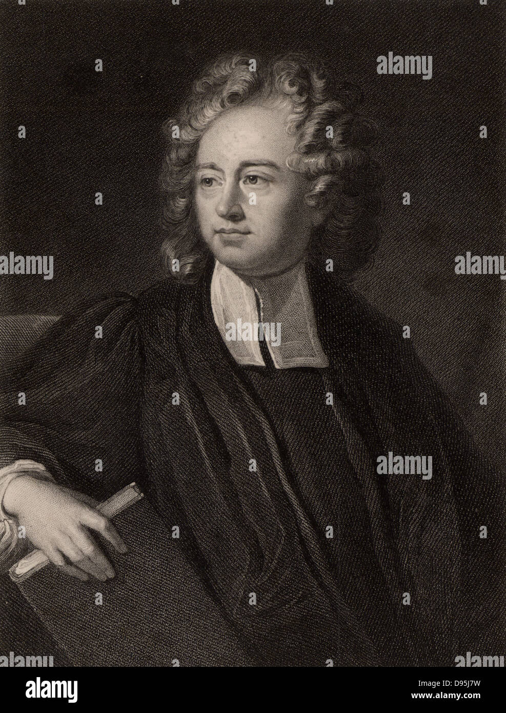 Richard Bentley (1662-142) inglese classica studioso e filologo. Master del Trinity College di Cambridge. Lampooned da Jonathan Swift in 'La Battaglia dei Libri' (1704). Da 'La galleria di ritratti', vol III, da Carlo Knight (Londra, 1834). Foto Stock
