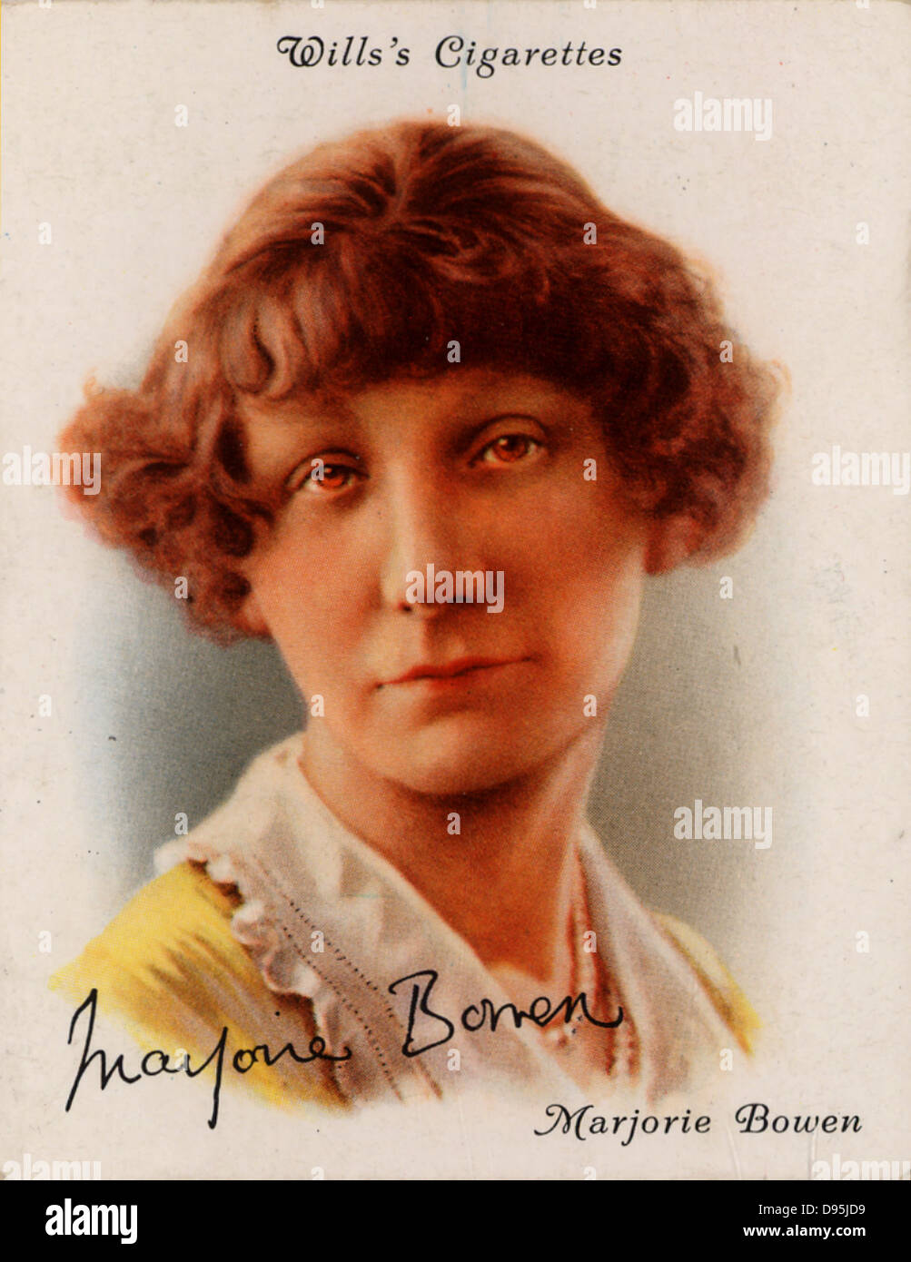 Marjorie Bowen (1885-1952), uno degli pseudonimi di Gabrielle Margaret Vere lungo, nato Campbell. Romanziere britannico, biografo e saggista, scrittore di romanzi storici e storie per bambini. Da una serie di carte di 'celebri autori britannici' (Londra, 1937). Foto Stock