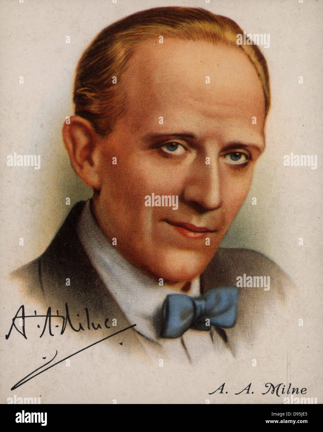 Alan Alexander (AA) Milne (1882-1956), autore inglese più noto per la sua creazione di "Winnie-the-Pooh" (1926). Da una serie di carte di 'celebri autori britannici' (Londra, 1937). Foto Stock