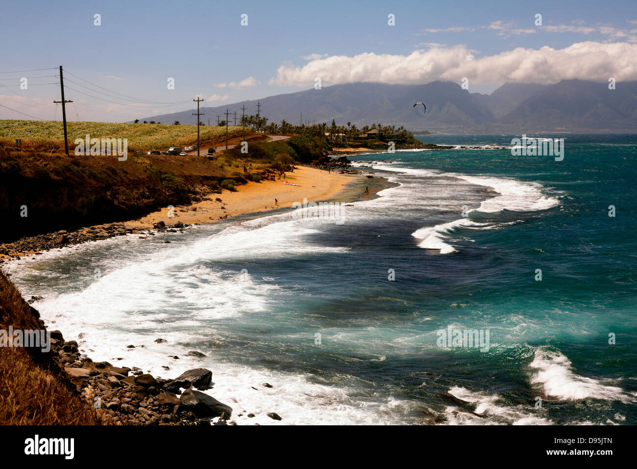 Litorale a Hookipa Beach Park Maui Hawaii Foto Stock