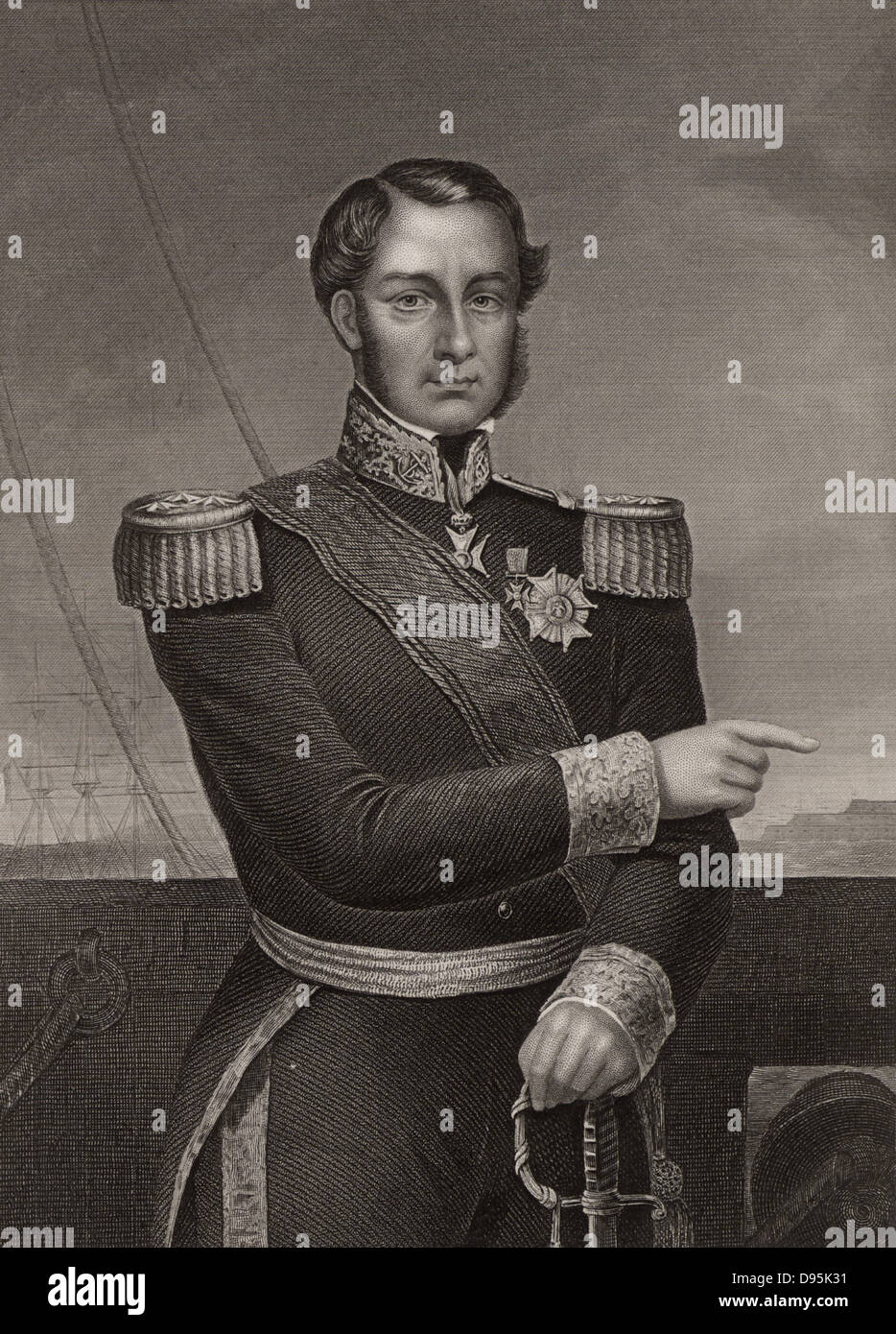 Ferdinando Alphonse Hamelin (1796-1864) ammiraglio francese. Durante la Crimea (Russo-Turkish) Guerra (1853-1856) Egli comandò la flotta francese cooperante con la britannica al bombardamento di Odessa (1854). Incisione. Foto Stock