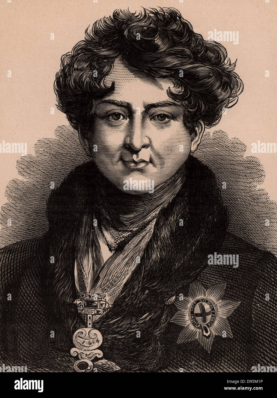 George IV (1762-1830), figlio di Giorgio III, Prince Regent da 1811a causa di suo padre a malattia. Re di Gran Bretagna e Irlanda dal 1820. Membro della dinastia Hanoverian. Incisione su legno c1900. Foto Stock
