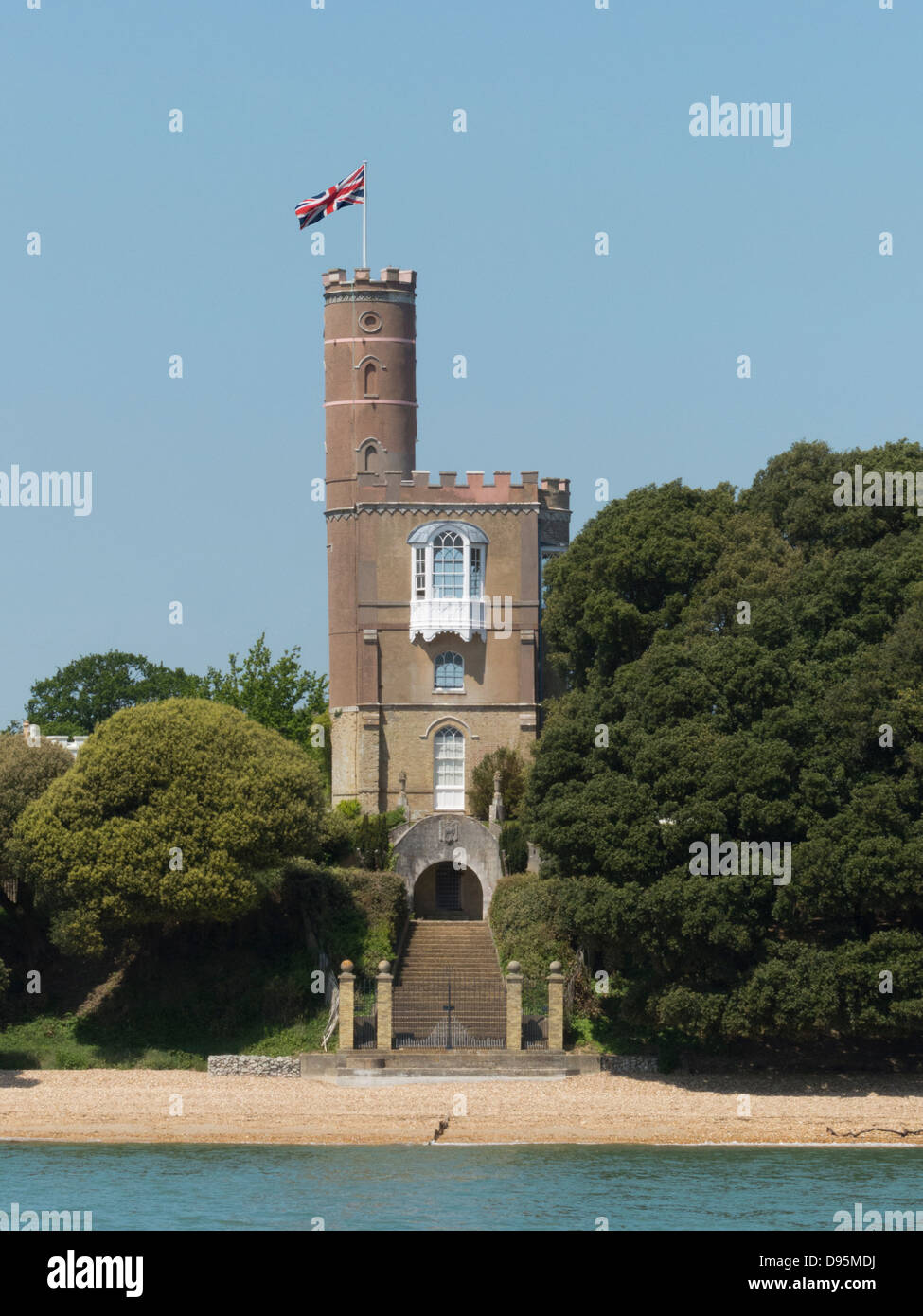 Una bella follia georgiana, Luttrell's Tower, Eaglehurst, Calshot, Hampshire REGNO UNITO Foto Stock