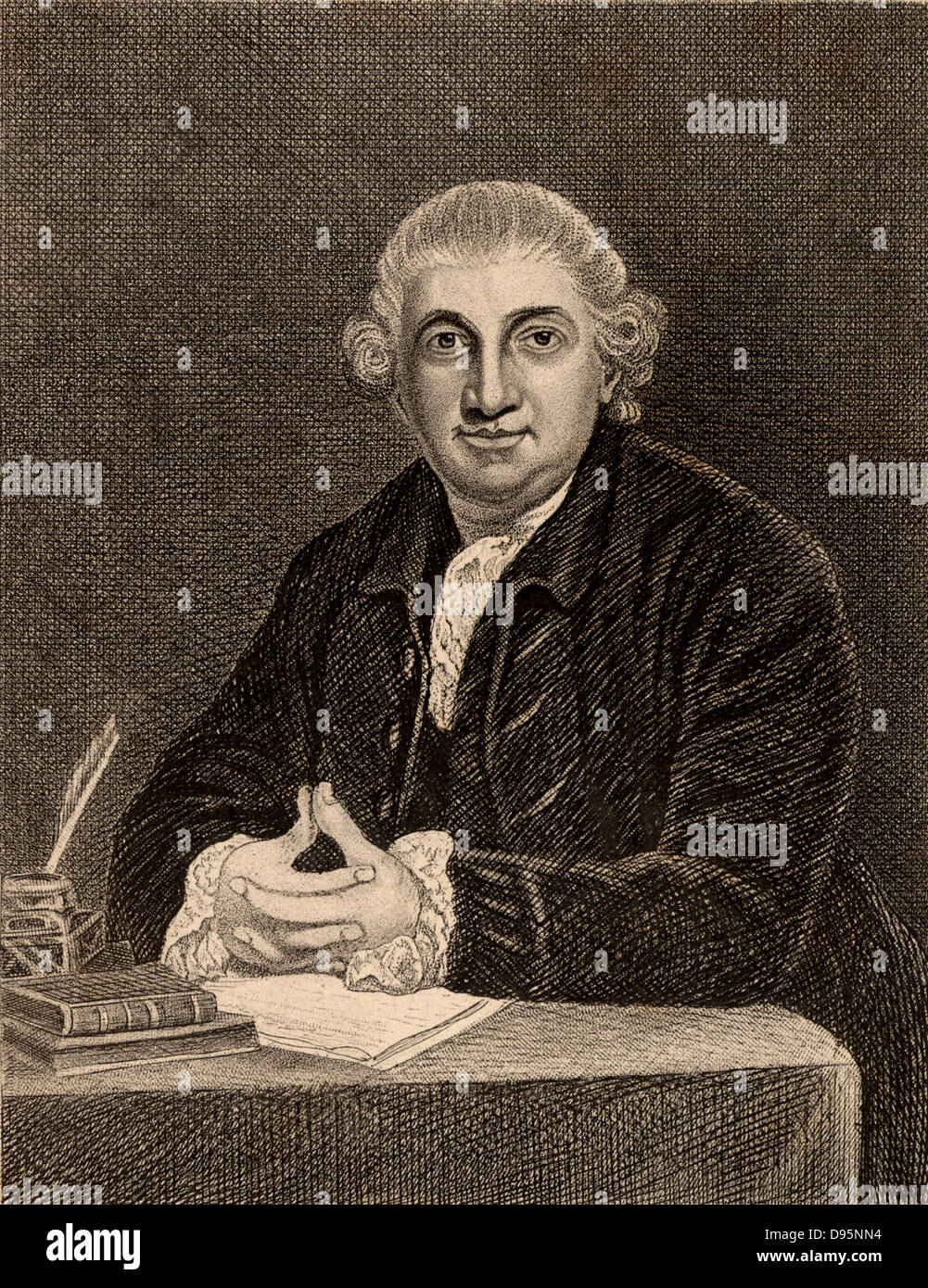David Garrick (1717-1779) l'attore inglese-manager e drammaturgo. Incisione su rame. Foto Stock