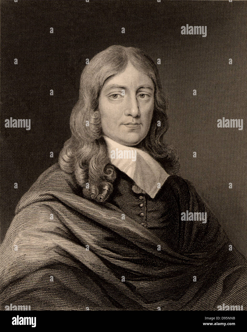 John Milton (1608-1674) poeta inglese, nato a Cheapside, Londra. Incisione. Letteratura inglese Foto Stock