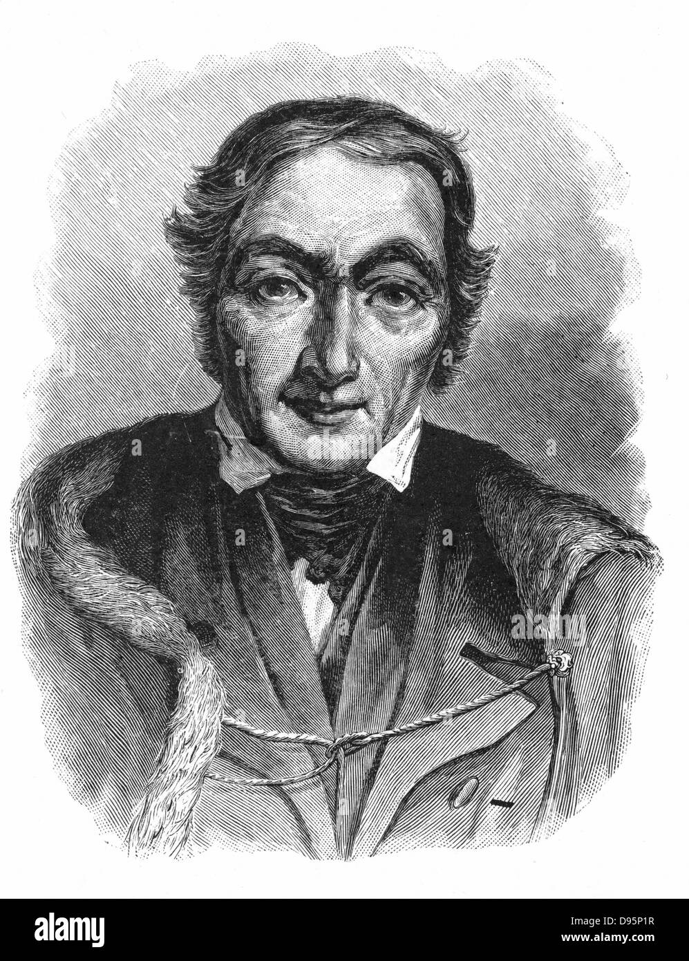 Robert Owen (1771-1858) Welsh-nato British filantropo e socialista. Acquistato New Lanark Mills c1799. Incisione Foto Stock