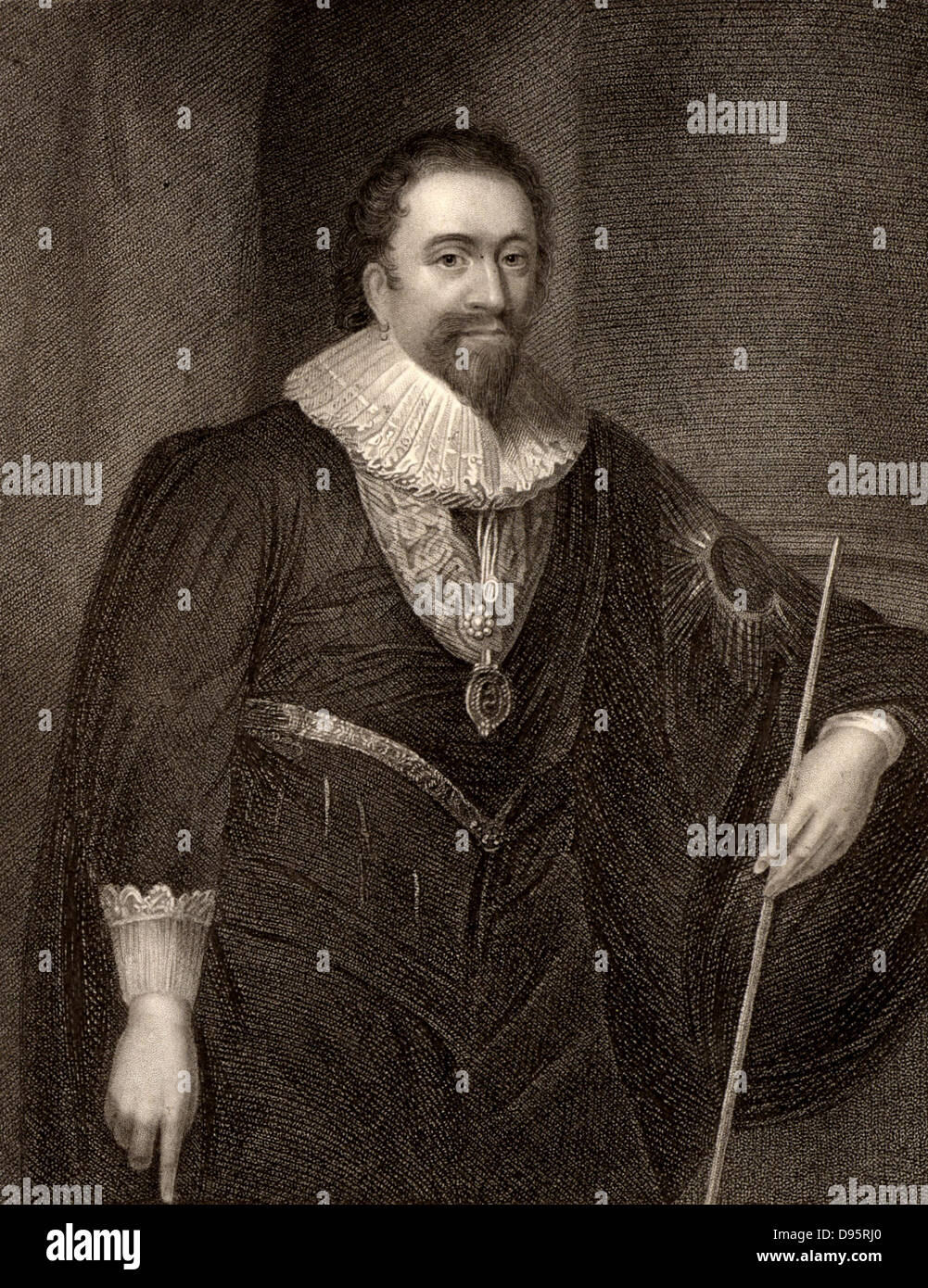 William Herbert, 3° Conte di Pembroke (1580-1630) poeta inglese e cortigiano. Patrono di Ben Jonson, Philip Massinger e Inigo Jones. Incisione. Foto Stock