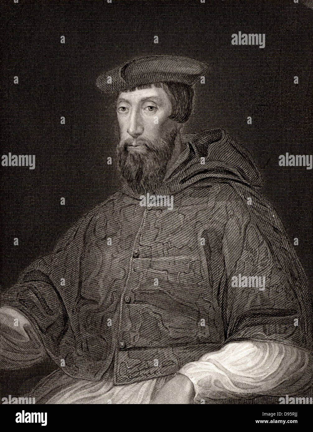 Il Cardinale Reginald Pole (1500-1558) inglese prelato. Arcivescovo di Canterbury. Protestanti perseguitati durante il regno di Maria I. incisione dopo il ritratto di Tiziano. Foto Stock