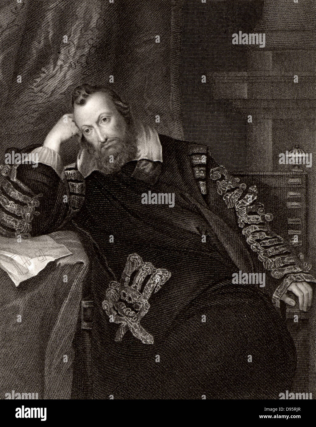 Henry Percy, 9° Conte di Northumberland (1564-1632) nobile inglese, chiamato procedura guidata Earl a causa del suo interesse per gli esperimenti scientifici. Dopo incisione ritratto da Vandyke. Foto Stock
