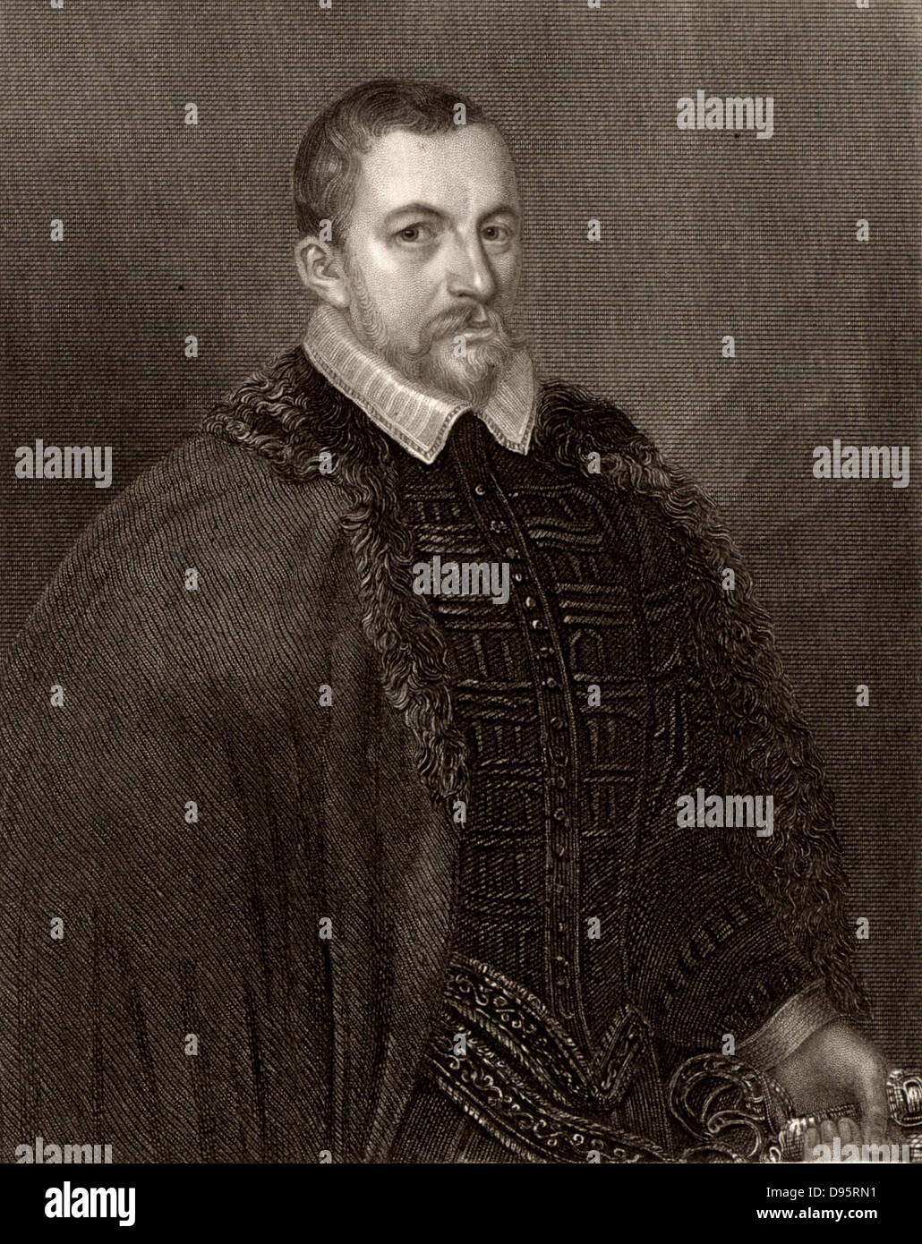 Thomas Bodley (1545-1613) inglese studioso e diplomatico, fondatore della biblioteca Bodleian Library di Oxford. Incisione. Foto Stock