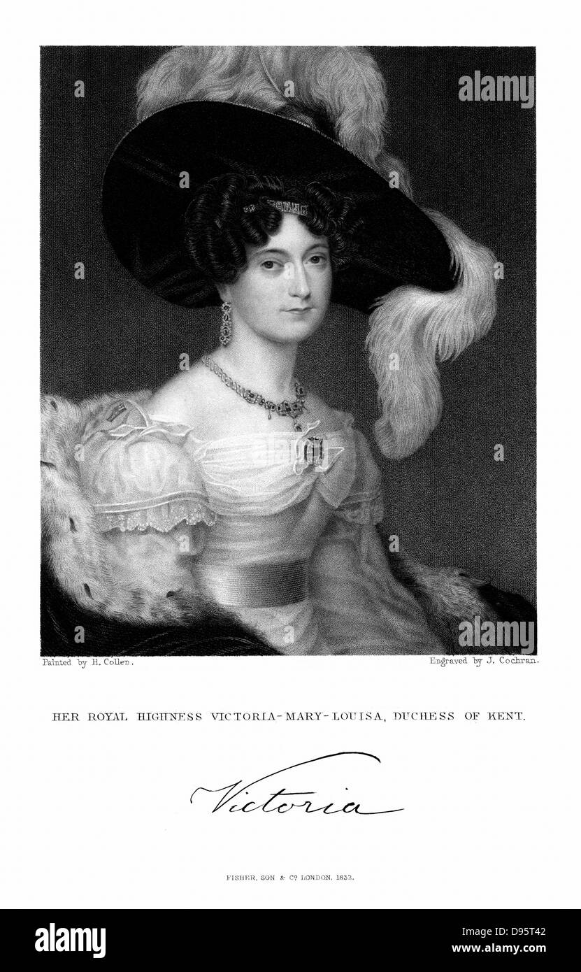 Victoria Maria Louisa, duchessa di Kent (1786-1861) madre della Regina Victoria. Pubblicato da incisione 1832. Foto Stock