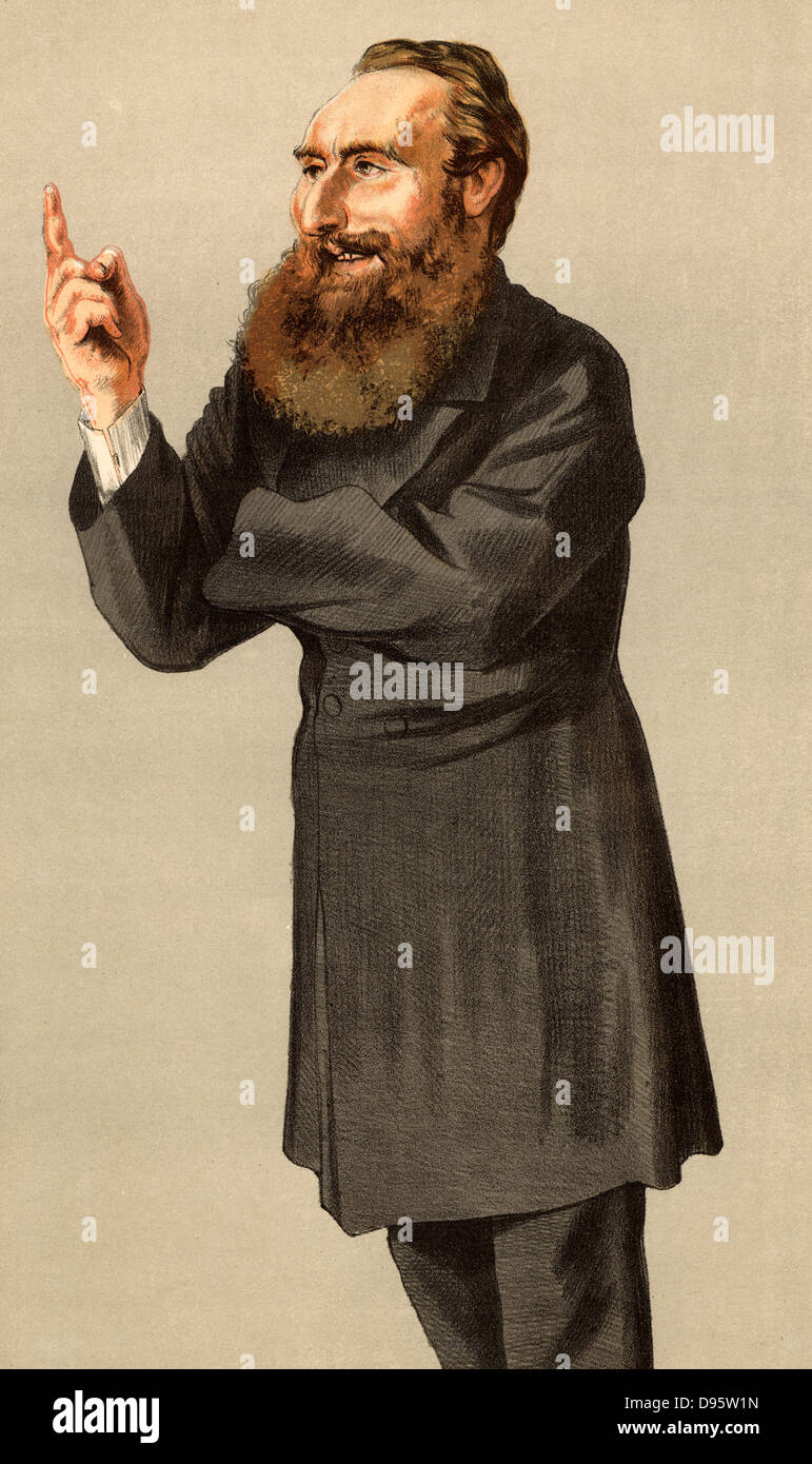 Anthony John Mundella (1825-1897) statista inglese con interessi in Nottingham fabbricazione di calze. Membro del Parlamento per Sheffield 1868-1885 e per la divisione Brightsdale di Sheffield 1885-1890. Presidente del consiglio di amministrazione degli scambi 1886 e 1892-1895. In gran parte responsabile per le fabbriche Act 1874, legge sull'istruzione 1870, l'istruzione obbligatoria Act 1881. Cartone animato da "Vanity Fair" (London 9 Dicembre 1871). Chromolithograph. Foto Stock