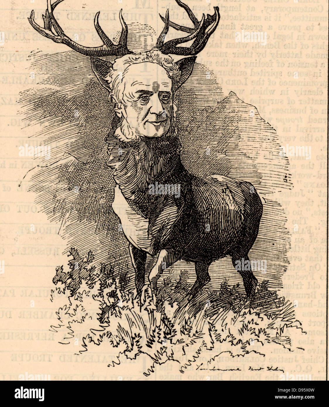 Walter Francis Scott, quinto Duca di Buccleuch e VII duca di Liverpool (1806-1884) nobile scozzese e proprietario terriero. Cartone animato da Edward Linley Sambourne nel punzone voglia di serie dei ritratti da "punzone" (Londra, 15 agosto 1884). Foto Stock