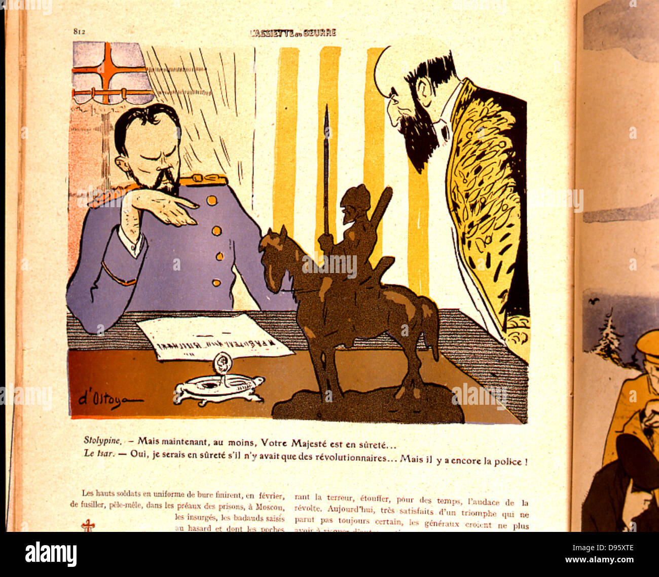 Potenza del russo la polizia segreta. Anche lo zar è in loro potere. Cartone animato da 'L'assiette au Buerre", Parigi, marzo 1909. Foto Stock