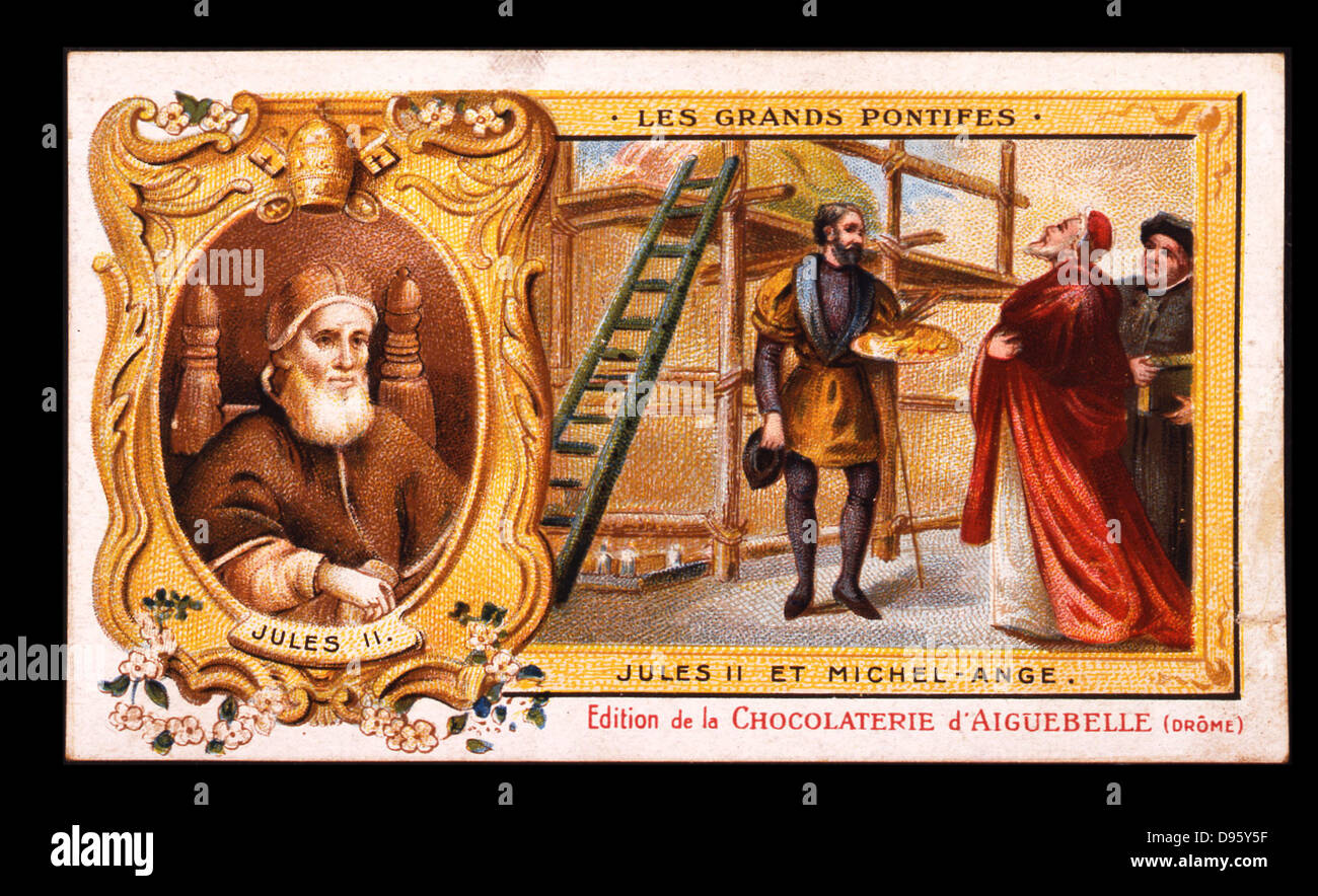 Giulio II (nato Giuliano della Rovere - 1443-1513) Papa dal 1503. Noto come il Papa guerriero. Julius con Michelangelo. Foto Stock