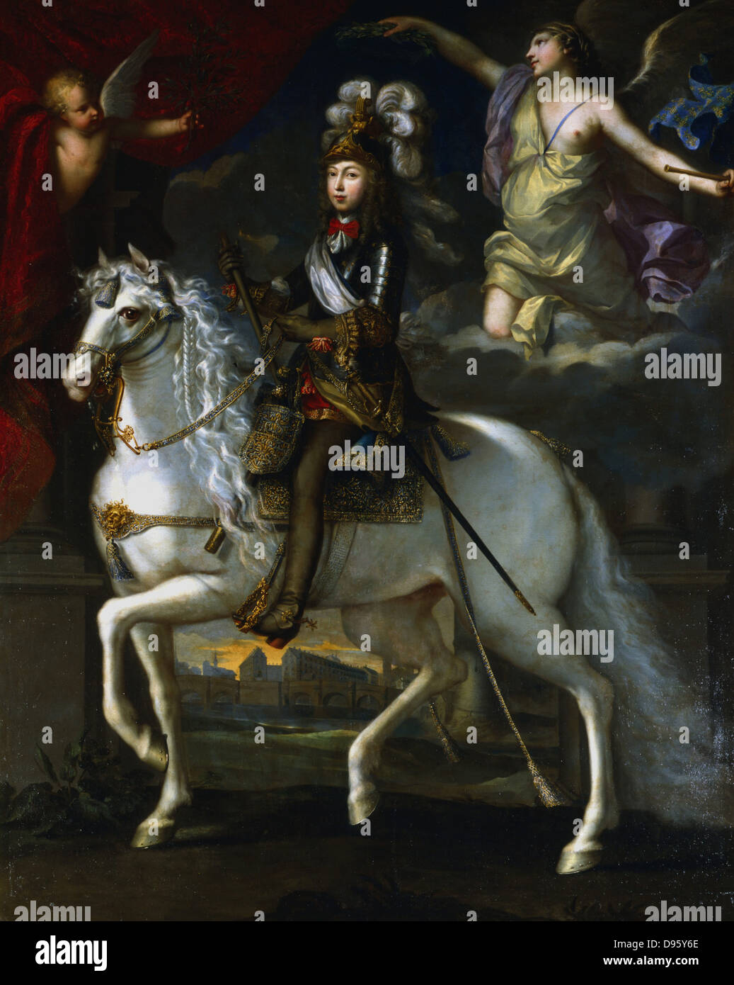 Louis XIV (1638-1715), Re di Francia dal 1643. Ritratto equestre di Luigi come un ragazzo (1648). Foto Stock