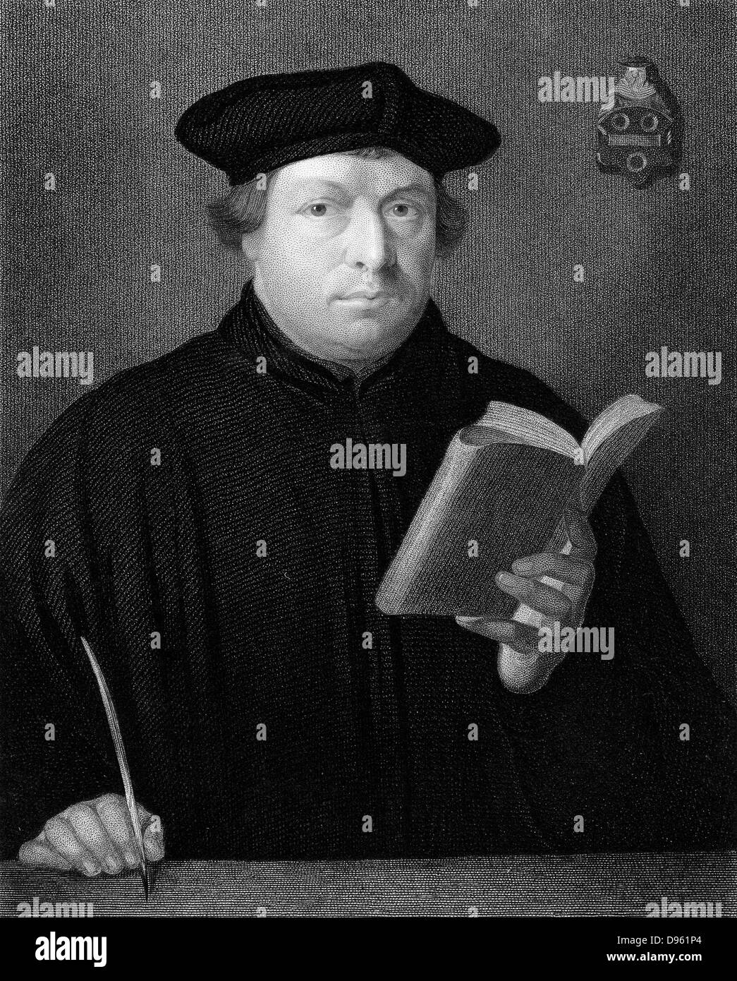 Martin Lutero (1481-1546), tedesco riformatore protestante. Incisione c1830. Foto Stock