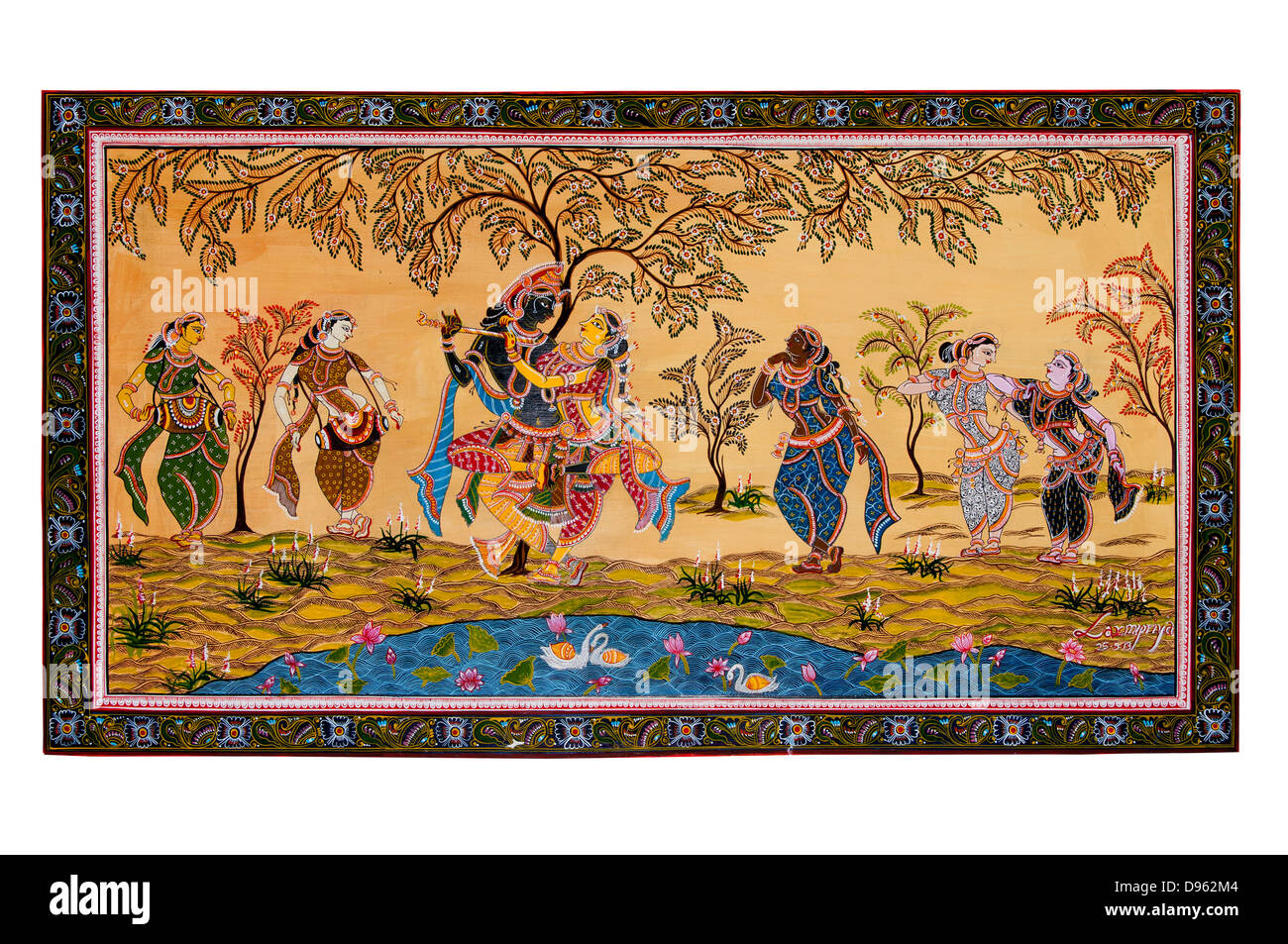 Krishna radha dacing dipinto , rasa lila o rasa dance Foto Stock