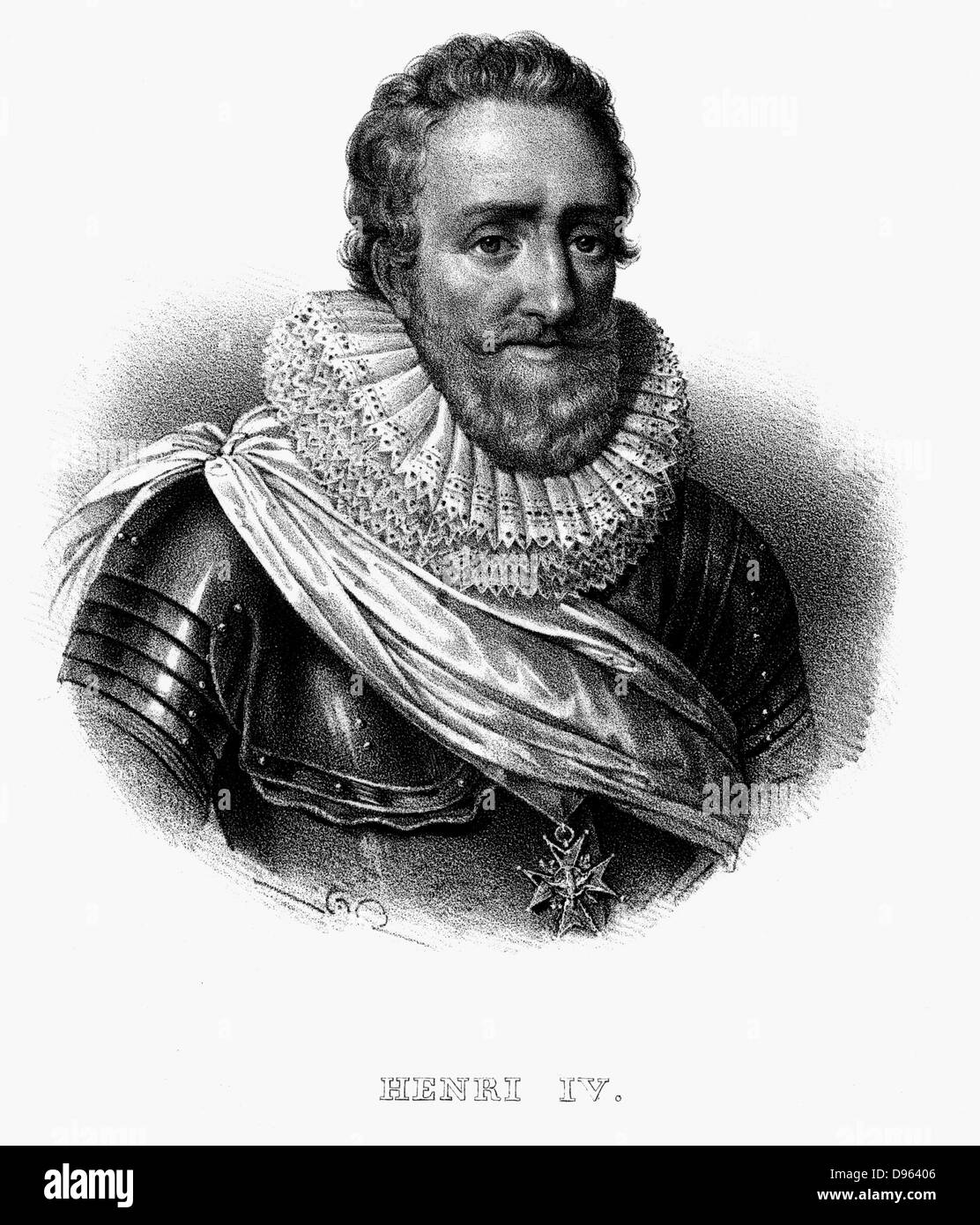 Enrico IV (1553-1610), Re di Navarra (1572), Re di Francia 1589. Litografia c1820. Foto Stock