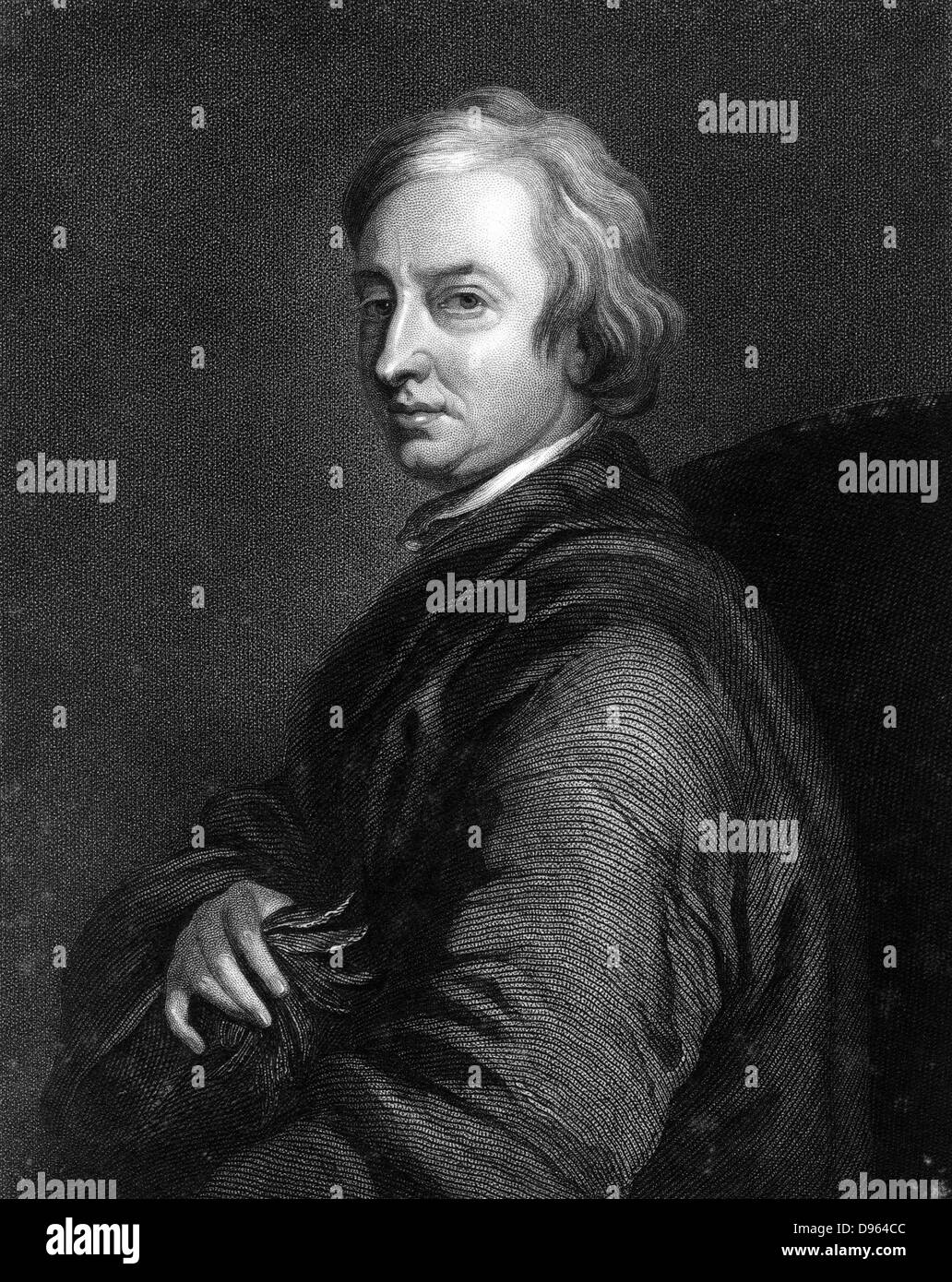John Dryden (1631-1700) poeta inglese. Poeta laureato 1668. Dopo incisione ritratto da Thomas Hudson (1701-1779). Foto Stock