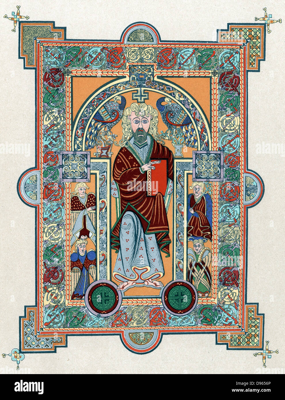 San Matteo dal Libro di Kells', Manoscritto latino dei Vangeli prodotta in Irlanda c800. Oltre a essere un testo religioso, è uno dei maggiori esempi di arte celtica Foto Stock