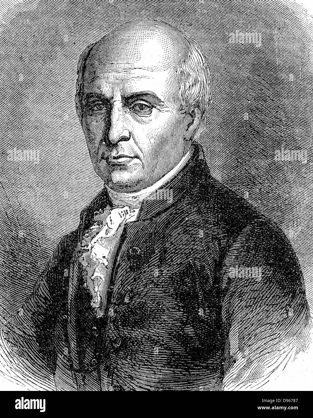 Michel Adanson (1727-1806) francese botanico e naturalista; inizio esponente della classificazione delle piante da ordini naturali; pre-Linnaeus. Pubblicato da incisione c1880. Foto Stock Michel Adanson (1727-1806) francese botanico e naturalista; inizio esponente della classificazione delle piante da ordini naturali; pre-Linnaeus. Pubblicato da incisione c1880. Foto Stock
